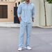 Men's Linen Hoodie & Shirt Set – 100% Cotton Oversized Lounge Wear For Casual & Streetwear (White/Gray/Black/Khaki/Sky Blue/Olive, S-XXXL)_viptrois.com
