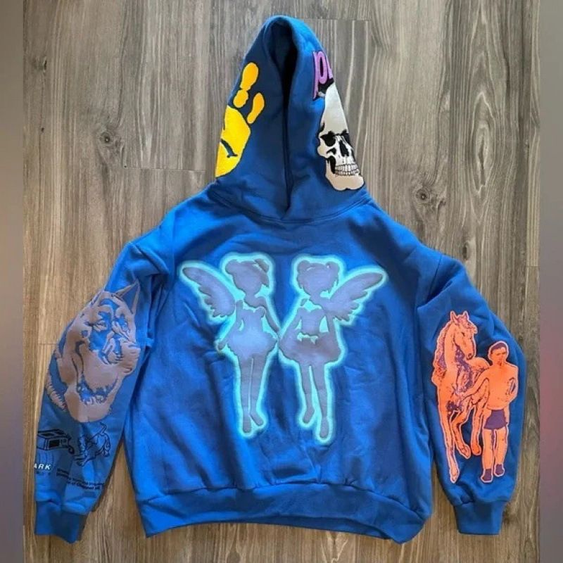 Y2K Streetwear Pullover Hoodie – Unisex Oversized 3D Graphic Sweatshirt (S-XXL, Blue)_viptrois.com