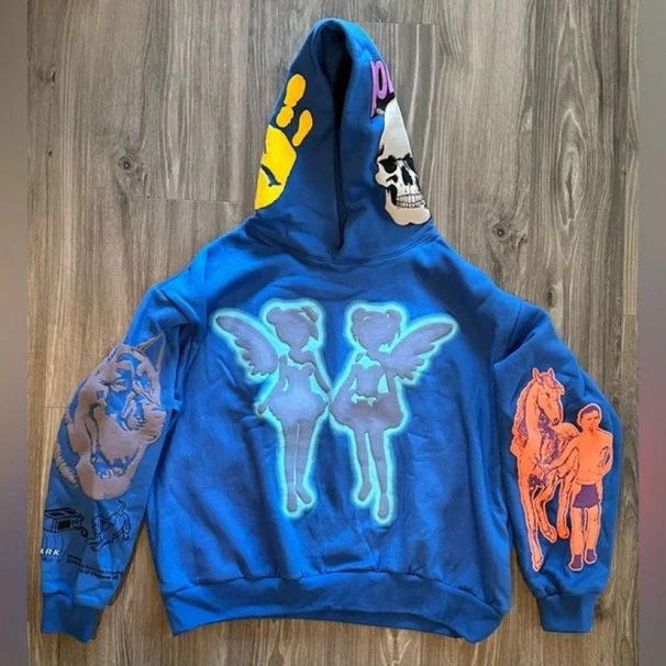 Y2K Streetwear Pullover Hoodie – Unisex Oversized 3D Graphic Sweatshirt (S-XXL, Blue)_viptrois.com
