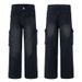 Men's Distressed Cargo Jeans - Streetwear Oversized Drop-Cut Denim Pants With Multi-Pockets For Hip-Hop & Grunge Style_viptrois.com