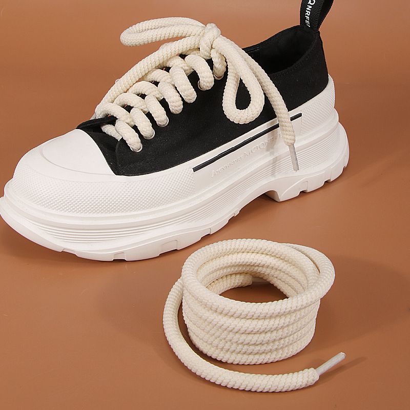 Round Braided Exaggerated Shape Bread Shoes 10mm Thick Shoelaces Butter Bread Shoelaces 1cm Width Bread Shoes_viptrois.com