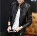 Men's Clothing Autumn and Winter Men's PU Leather Jacket Men's Thin Casual Men's Jacket Stand Collar Slim Leather Jacket Youth_viptrois.com