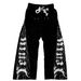 American Personality Dark Design Sense Trendy Zipper Irregular Straight Pants Men And Women The Same Versatile Retro Trousers_viptrois.com
