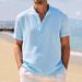 New Retro Loose Texture Woven Polo Shirt Men 2025 Summer Retro Lapel T Shirt Breathable Short Sleeve_viptrois.com