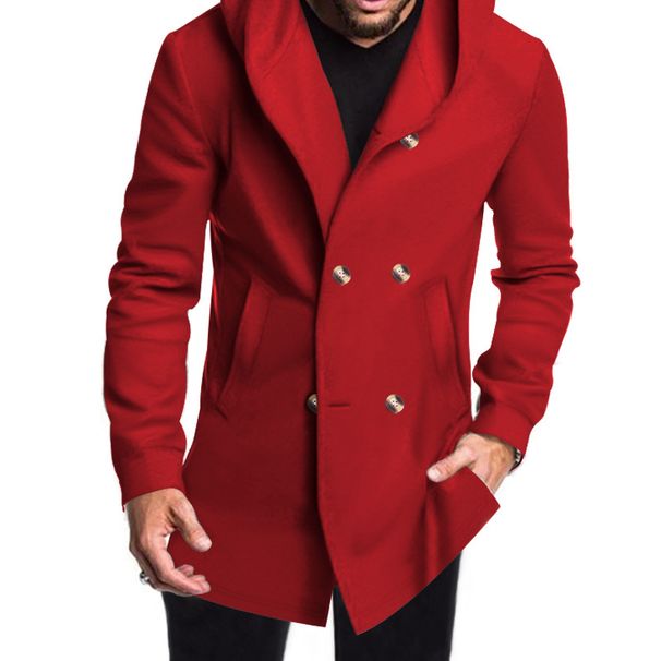 Men's Clothing Slim Windbreaker Hooded Casual Solid Color Jacket Men's Slim Fit Long Hooded Trench Coat Casual Solid Color Jacket For Autumn & Spring_viptrois.com