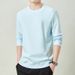 Heavyweight 100% Cotton Long Sleeve T-Shirt Men's Solid Color Base Shirt 2025 New Style Top Spring Autumn Round Neck_viptrois.com