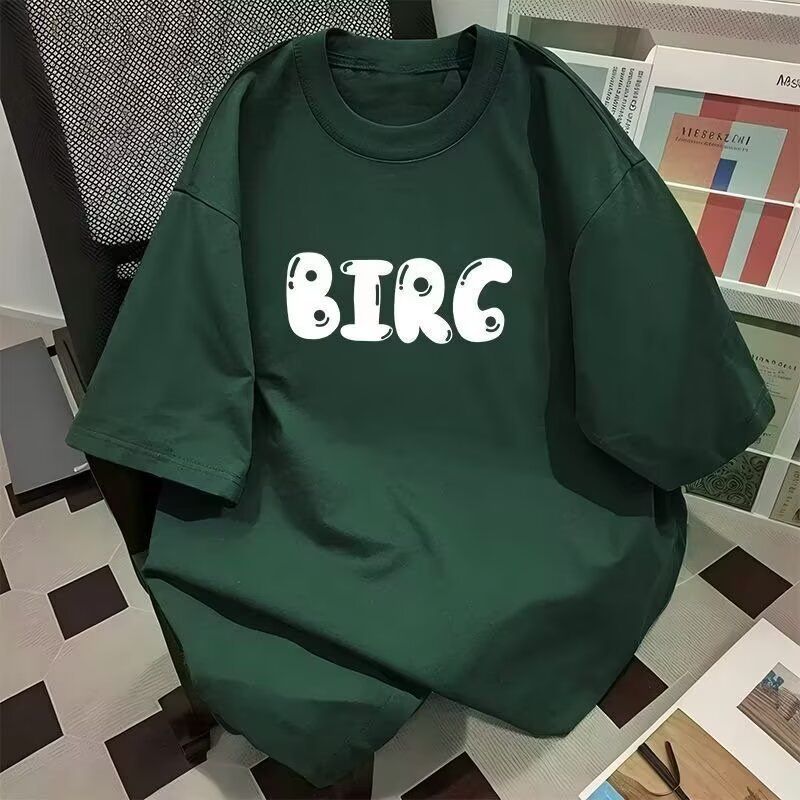 Unisex Style Short Sleeve T-Shirt Letter Print Summer Loose Fit Versatile Fashionable Top For Men_viptrois.com