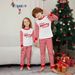 Christmas Red and white striped letter color matching Christmas family dress printed home dress pajamas_viptrois.com