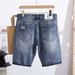 Men's Clothing Worn And Ripped Denim Shorts Youth Comfortable Slim Fit Simple Denim Shorts_viptrois.com