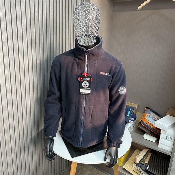 Norway velvet thickened autumn winter men's warm and cold resistant stand up collar fleece jacket_viptrois.com