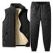 Men's Winter Fleece Lined 3-piece Set - Hooded Jacket Vest & Pants - Cozy Thermal Outfit For Cold Weather (Black/Grey Regular/Slim Fit Sizes L-7xl)_viptrois.com