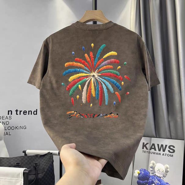 Men's Tie Dye Distressed Short Sleeve T-Shirt Slim Fit European Style Trendy Brand Summer Top For Men_viptrois.com