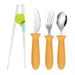 Mother & Kids 304 Stainless Steel Children's Knife, Fork, Spoon And Chopsticks 4 Piece Set Silicone Handle Baby Eating Spoon Training Chopsticks Set_viptrois.com