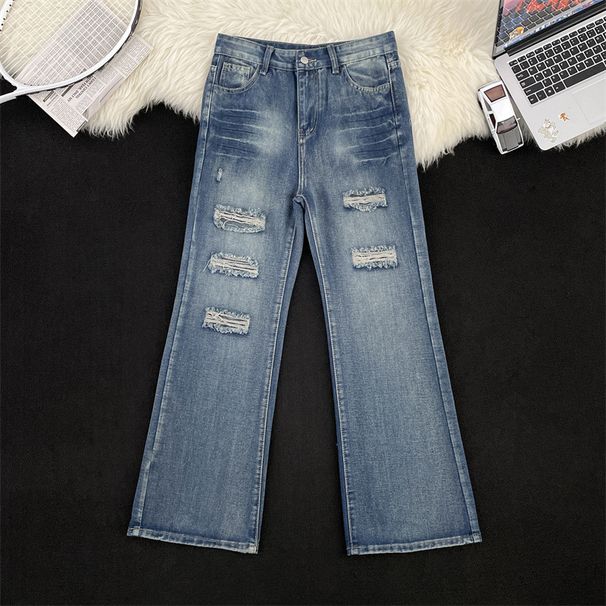 Men's Clothing Jeans Men And Women Summer High End Fashion Brand Flared Loose Vibe Mopping Trousers_viptrois.com