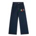 American Style Fun Butterfly Embroidery Washed Straight Jeans Unisex New Street Loose Wide Leg Slimming Long Pants_viptrois.com