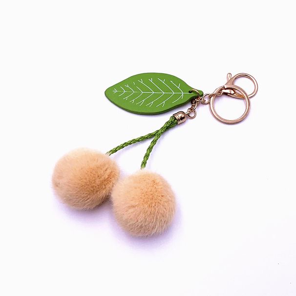 Bag Charm Fruit Keychain Car Cute Cherry Bag Keychain Fur Ball Plush Doll Cartoon Pendant Creative Accessories_viptrois.com