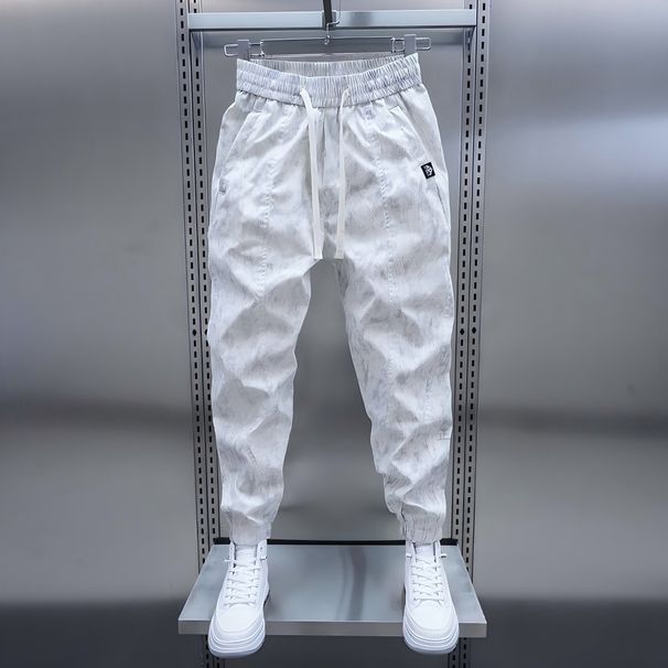 Men's Heavyweight High Quality Three Dimensional Edging Stretchy Casual Summer Fashion Trendy Brand Slim Fit Jogger Leg Pants_viptrois.com