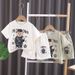Mother & Kids Children's Short-sleeved Suit,handsome Boy's Summer Suit Boy's Stylish Summer Two-piece Set Popular Cartoon Short-sleeved Suit_viptrois.com