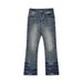 Distressed Washed Denim Jeans For Men - Vintage American Style Wide Leg Flared Bootcut With Tie-Dye & Crease Details_viptrois.com