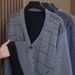 Men’s Fleece-Lined Knit Cardigan – Warm Winter Coat For Middle-Aged & Elderly (Light Gray/Dark Gray/Khaki/Blue, L-3XL)_viptrois.com