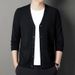 Men's V-Neck Cardigan Sweater – Classic British-Inspired Knit With Cable Stitch Detail (M-4XL, Machine-Washable Wool Blend For Autumn Layering)_viptrois.com