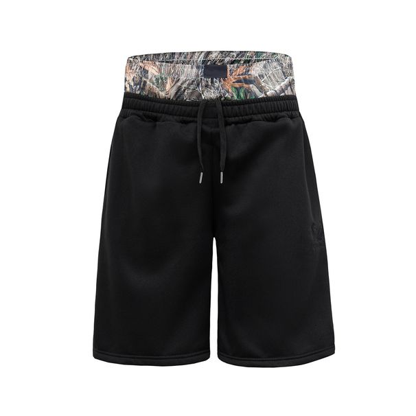 Men's Camouflage Patchwork Sweatpants American Street Style Waistband Hip Hop Casual Embroidered Five Point Shorts_viptrois.com