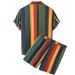 Men's Hawaiian Beach Shirt And Shorts Set Colorful Striped Short Sleeve Two-Piece Casual Outfit_viptrois.com