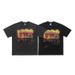 American Style Washed Vintage Flame Horse Print Drop Shoulder Loose Fit Couple T-Shirt Trend_viptrois.com