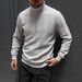 Men's High Neck Cable Knit Sweater - Solid Color Casual Pullover For Autumn & Winter Fashion Trends_viptrois.com