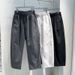 Men's Lightweight Casual Pants – Trendy Loose Straight Fit With Drawstring Waist (M-3XL, Black/Dark Gray/Grayish White)_viptrois.com