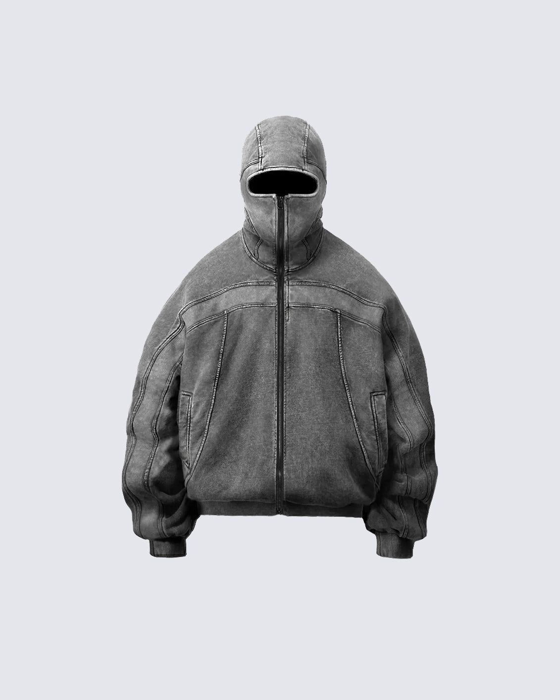 Men's Streetwear Hooded Zip-Up Sweatshirt Winter Fashion Hip Hop Oversized Pullover With Ribbed Hem_viptrois.com