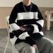 Sweater Men's Autumn And Winter American Retro New Contrasting Stripes Trend Solid Color Couple Bottoming Shirt_viptrois.com