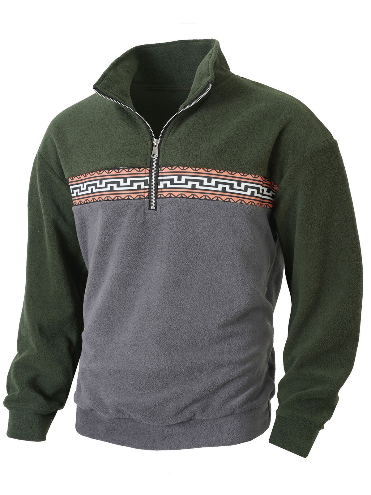 Men's Clothing Casual Long Sleeved Brushed Half Zip Jacket Men's Brushed Long-Sleeve Half-Zip Jacket Slim Fit Casual Windproof Pullover Top_viptrois.com