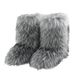 Winter snow boots Women's outer wear warm non-slip cross-border long fur mid-calf raccoon fur y2g fur boots_viptrois.com