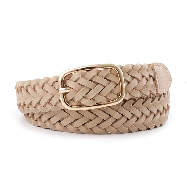 Women Braided Belts New Hand Woven Women's Square Buckle Belt Fashion Versatile Decorative Woolen Coat Jeans Belt For Women_viptrois.com