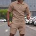 Men's Solid Color Fashion Casual Short Sleeved T-Shirt And Shorts Set Solid Color Short Sleeve T-Shirt And Cargo Shorts Combo_viptrois.com