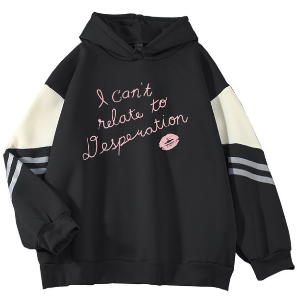 American Style Color Block Couple Loose English Letter Print Pullover Outerwear Cool Top Sweatshirt_viptrois.com