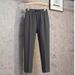 Men's Clothing Niche Fashion All Match Drape Straight Trousers Men's Simple Solid Color Trend Drawstring High Street Nine Point Casual Pants_viptrois.com