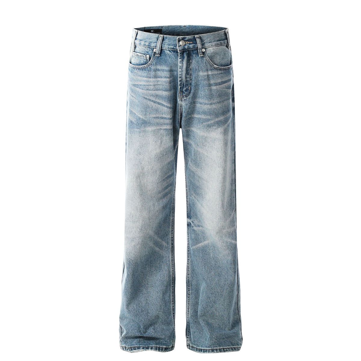 Men's Clothing Men's And Women's High End Washed Blue Design Men's Loose Flared Jeans_viptrois.com