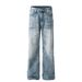 Men's Clothing Men's And Women's High End Washed Blue Design Men's Loose Flared Jeans_viptrois.com