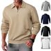 Men's Clothing Spring And Autumn Long Sleeved Tops Half Zip Jacquard Lapel Loose Sweatshirt_viptrois.com