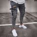 men's jeans trendy ripped knee zipper small foot trousers wholesale_viptrois.com