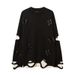 Pure YL Men's Clothing | Autumn Winter New Long Sleeve Sweater American Street Style Ripped Hollow Loose Trendy Brand Unisex_viptrois.com