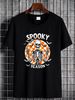 Spooky Season Skeleton Peace Sign Halloween Vintage T-Shirt Graphic Print Round Neck Short Sleeve Women Women Top Graphic Tees Slightly Breathable Casual Soft Versatile Unisex T-Shirt For Women Casual Top For Everyday Wear Streetwear Stylish Stretched_viptrois.com
