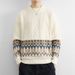 "Teen Ethnic Print Knit Sweater – 3D Textured Pullover, Cozy Winter Layering Essential For Boys & Girls"_viptrois.com