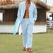Men's Linen 2-Piece Set - Long Sleeve Shirt & Trousers Outfit For Casual & Smart Occasions_viptrois.com