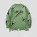 Men's Distressed Jacquard Knit Sweater – Raw Edge Letter Design Oversized Pullover (Fruit Green/Black/Khaki/Dark Gray/Apricot, Sizes S-XXL)_viptrois.com