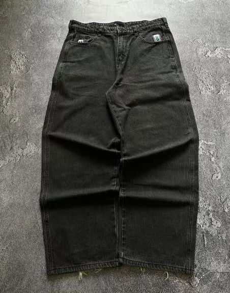 Popular Retro Street Straight Loose Casual Versatile Men's Black Pants Jeans_viptrois.com