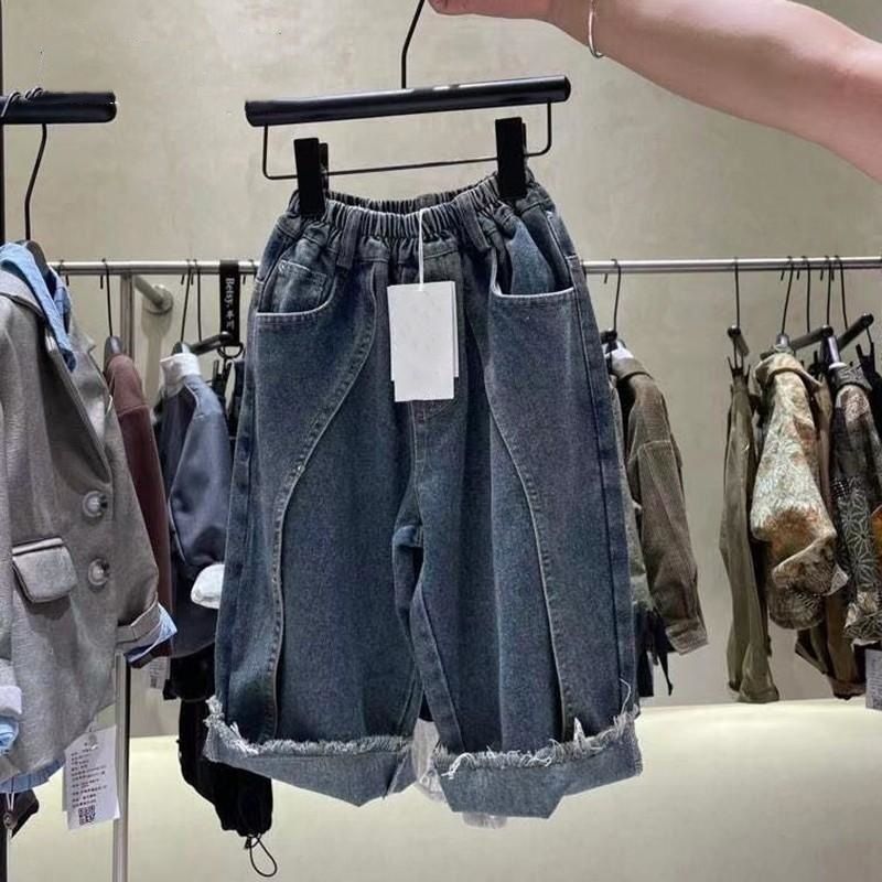 Boys Denim Wide Leg Pants Spring And Autumn 2025 New Style Children's Loose Handsome Fashionable Spring Children's Straight Pants_viptrois.com