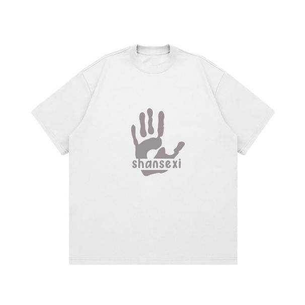 Silver Palm Print, European And American Style Letter T-shirt, Loose Trend Short-sleeved Shirt, Breathable, Comfortable And Casual_viptrois.com